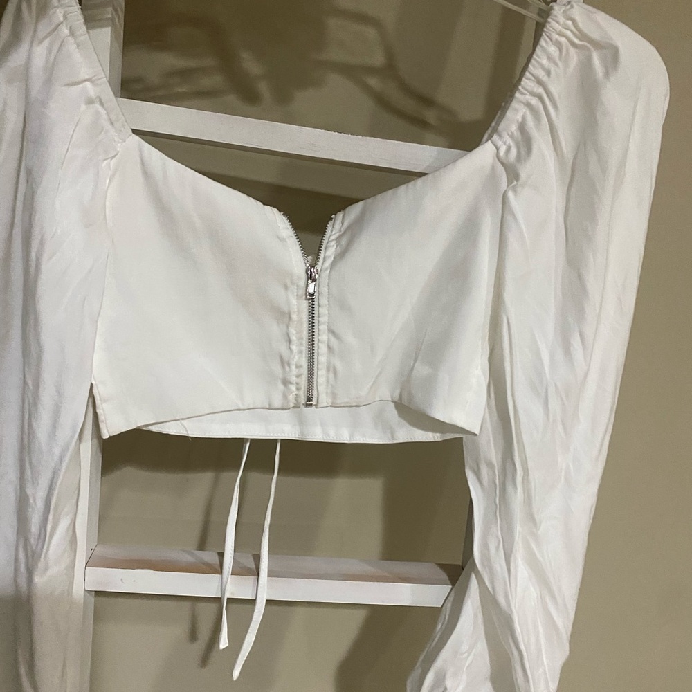 Adika Ivory Puff Sleeve Blouse-XS-47 - Picture 3 of 5